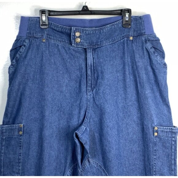 Woman Within NWOT Double Button Front Comfort Waistband Cargo Jean Sz 30 Petite - Picture 3 of 16